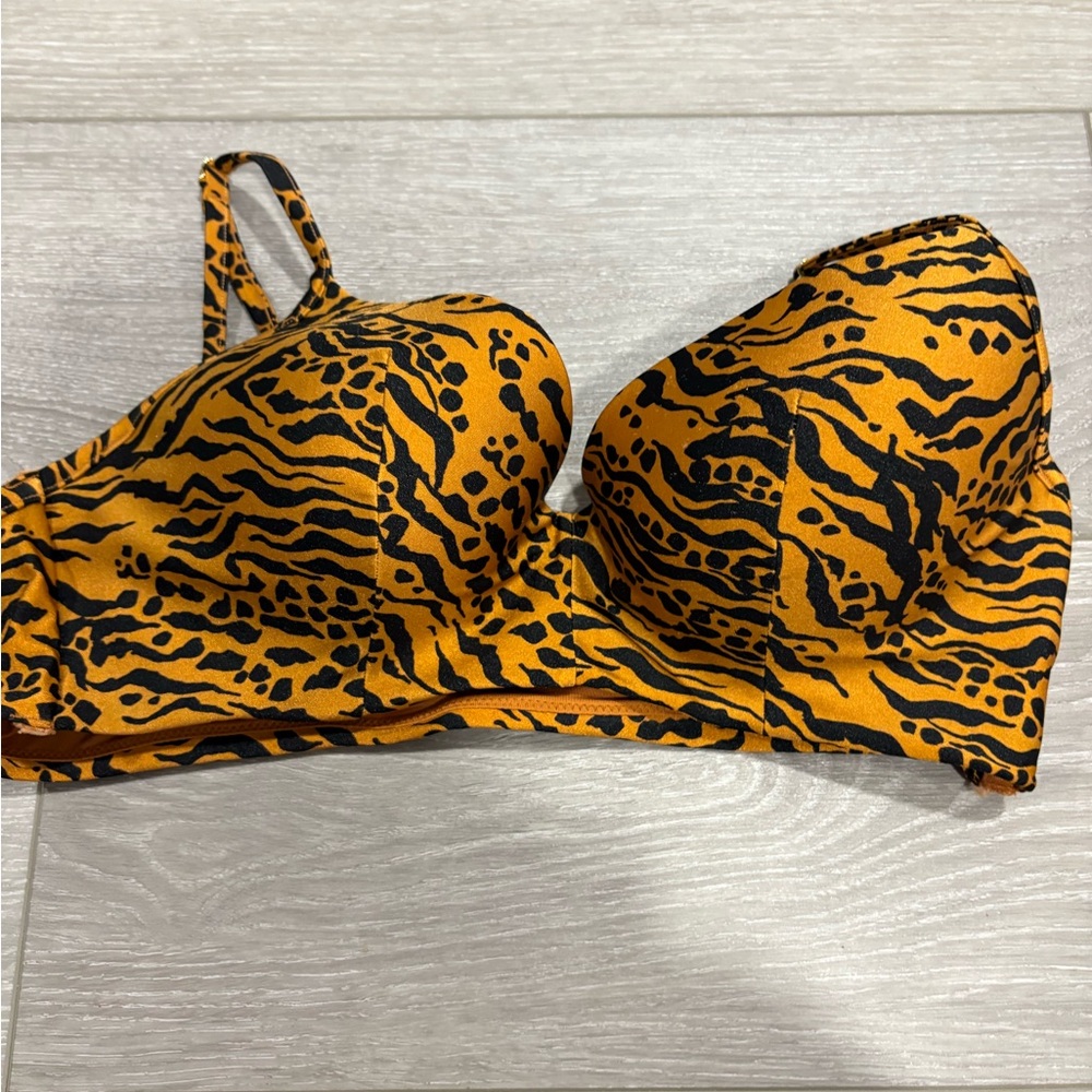 H&M Orange and Black Bikini with Bold Animal Print